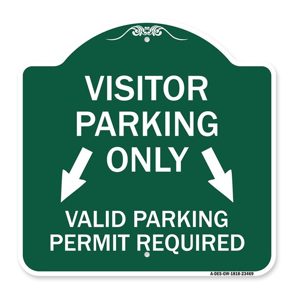 Signmission Parking Area Visitors Parking Only Valid Parking Permit Required with Both Side Down, GW-1818-23469 A-DES-GW-1818-23469 - main